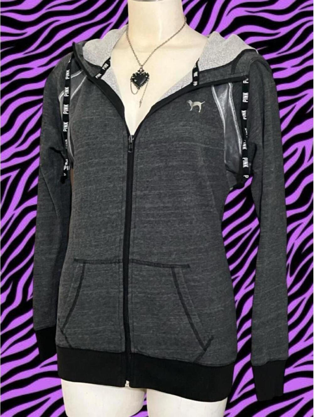 Victoria's Secret Y2K PINK gray zip up hoodie